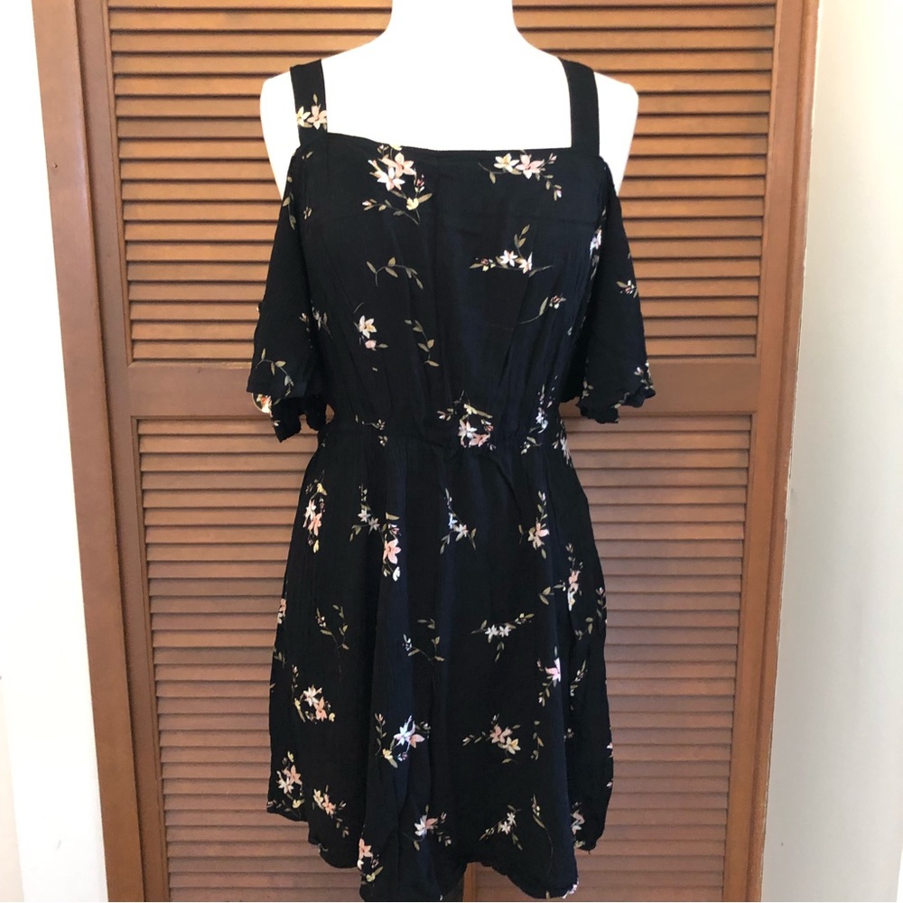 City Chic black floral off the shoulder dress M 18 plus size